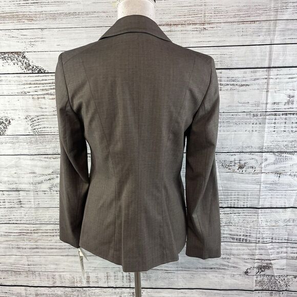Anne Klein Blazer Jacket size 2 Brown Pinstripe Stretch Career Professional Suit - Picture 11 of 12